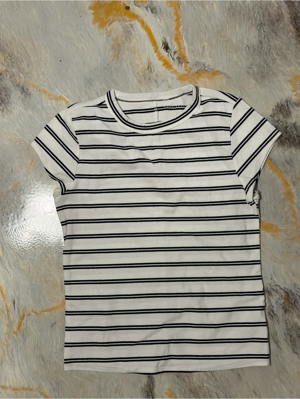 Women's Short-Sleeve Striped Crewneck Tee - White/Black